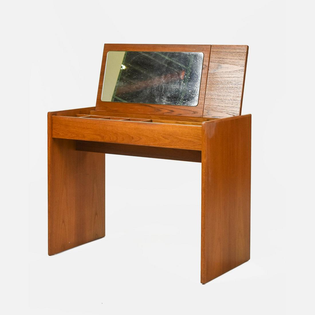 1960s Danish Modern Teak Lift Top Vanity MCM Table with Mirror (1 of 7)