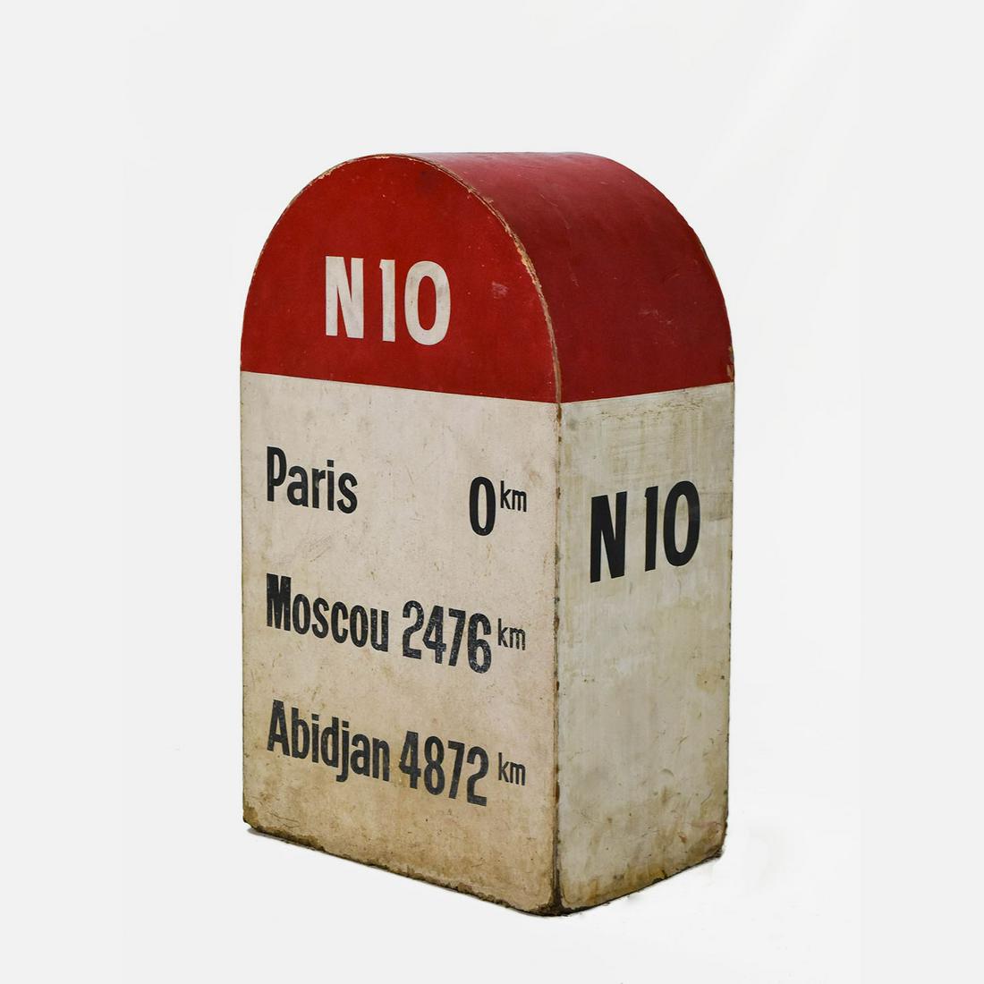 Paris Moscow Painted Wood Mile Marker Display (1 of 4)