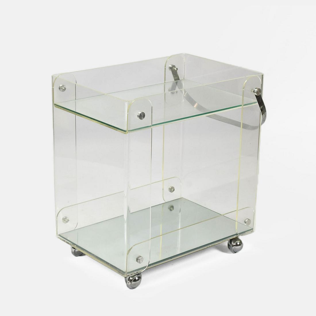 1970s MCM Clear Lucite Bar Cart Drink Stand on Ball Wheels (1 of 7)
