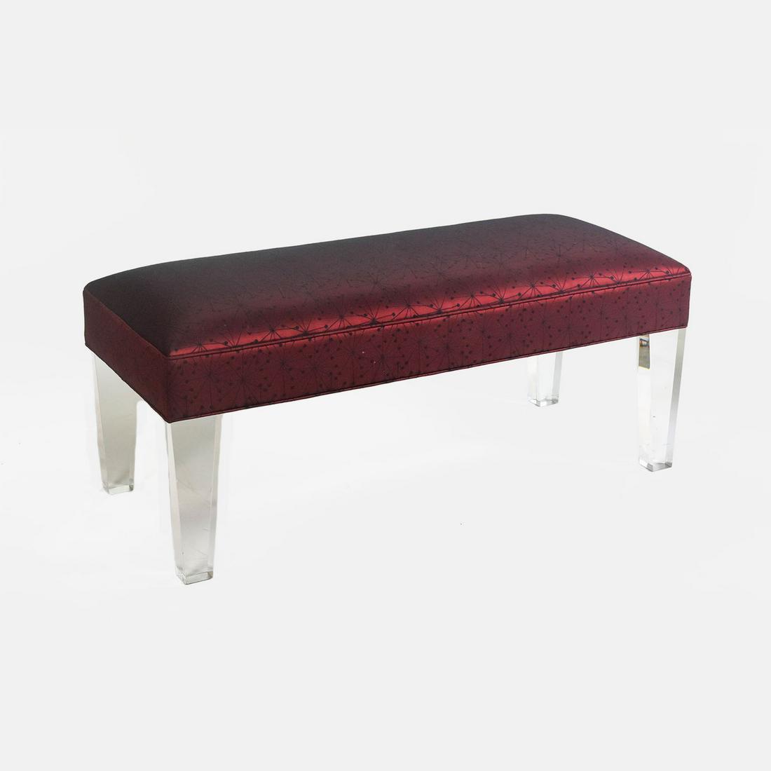 Retro Modern Lucite Haziza Upholstered Window Seat Bench (1 of 10)