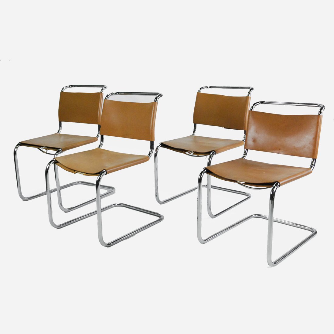 Four Vintage Spoleto MCM Leather and Chrome Tube Chairs Knoll (1 of 11)