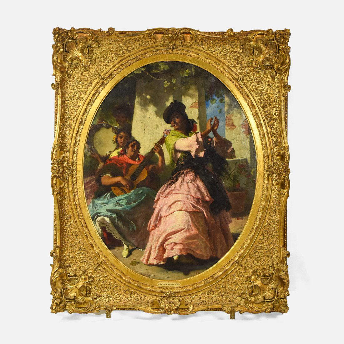 John Phillip RA "A Gypsy Dance" Large Gilt Framed 1857 Oil Painting (1 of 14)