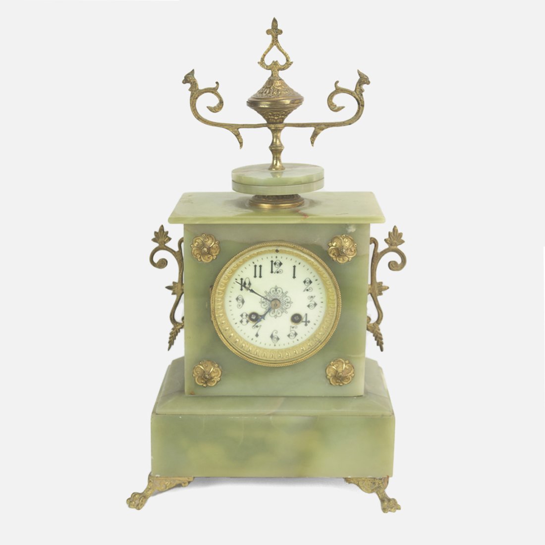 1920s Green Onyx and Ormolu Bronze French Mantle Clock (1 of 7)