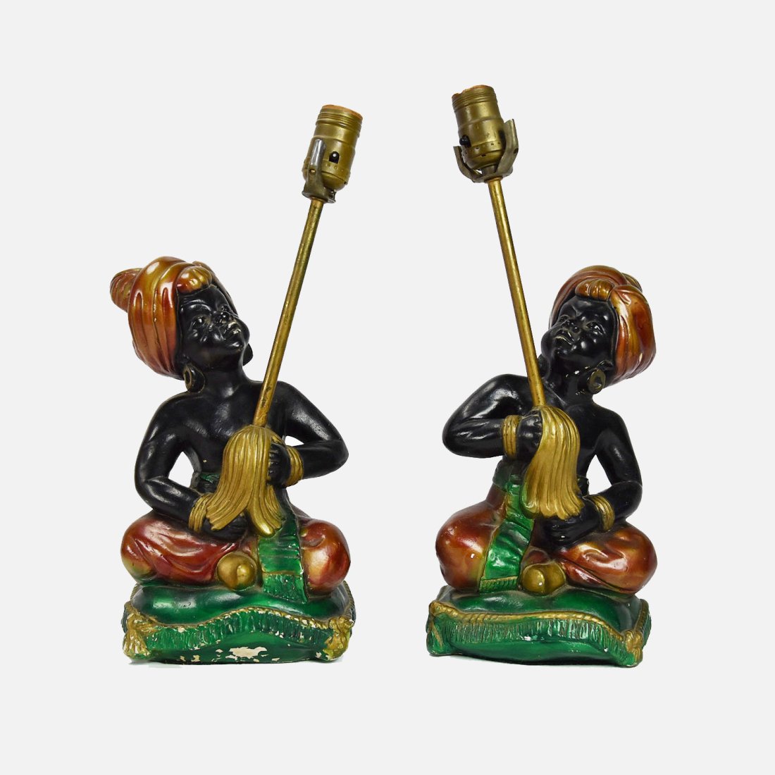 Pair of Mid-Century Nubian Blackamoor Genie Lamps (1 of 8)