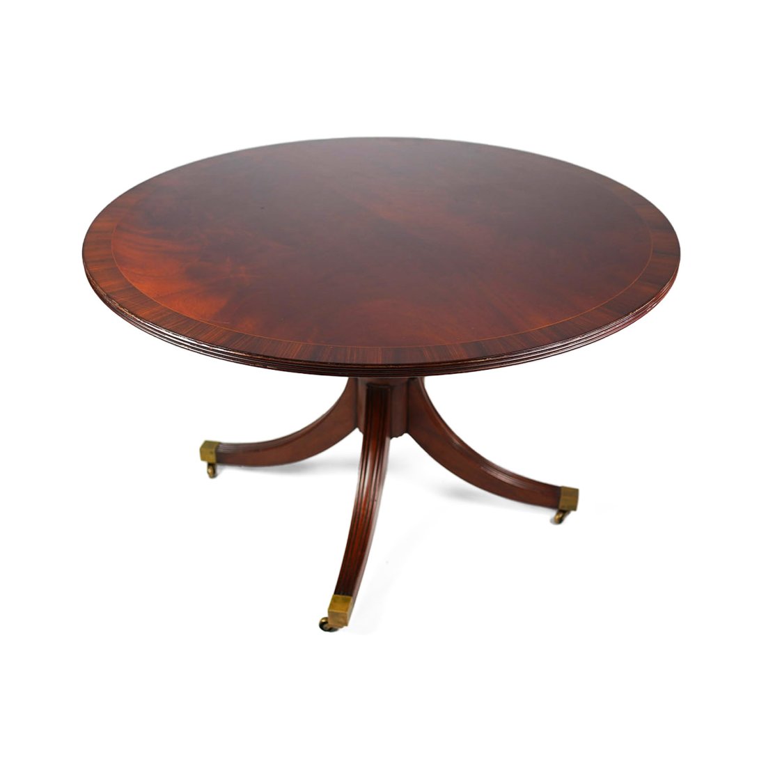 Antique Inlaid Center Table With Brass Casters (1 of 8)