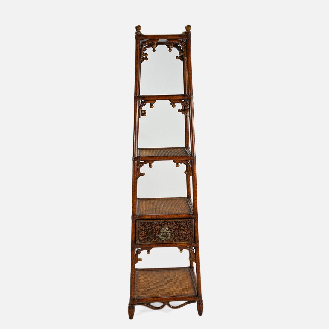 Faux Bamboo Etagere Display Shelf Tower with Drawer (1 of 7)