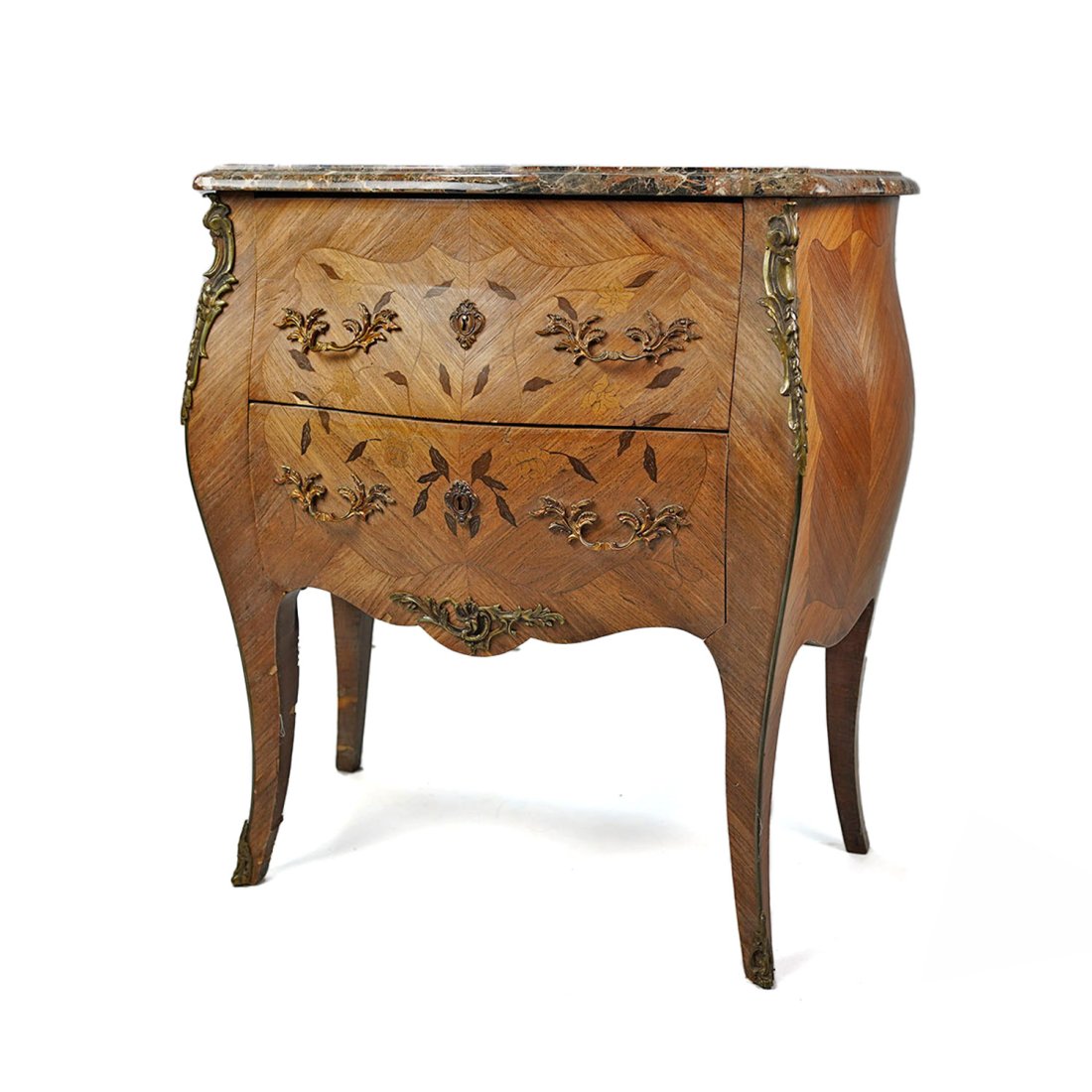 20th Century Louis XV Style Marquetry Bombe Chest (1 of 11)