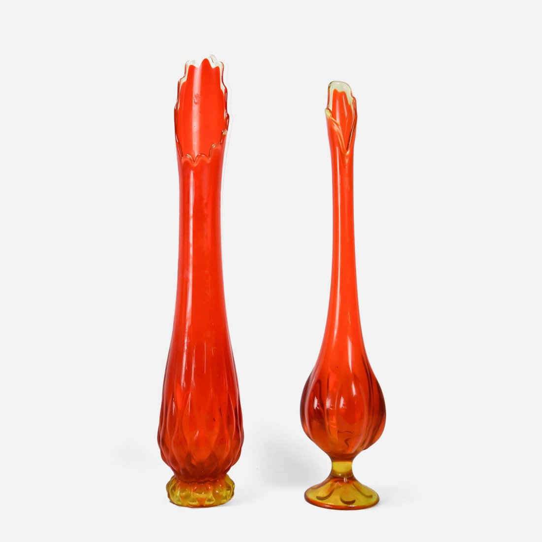 Two Tall Blenko Style Orange Viking Art Glass Vases (1 of 16)