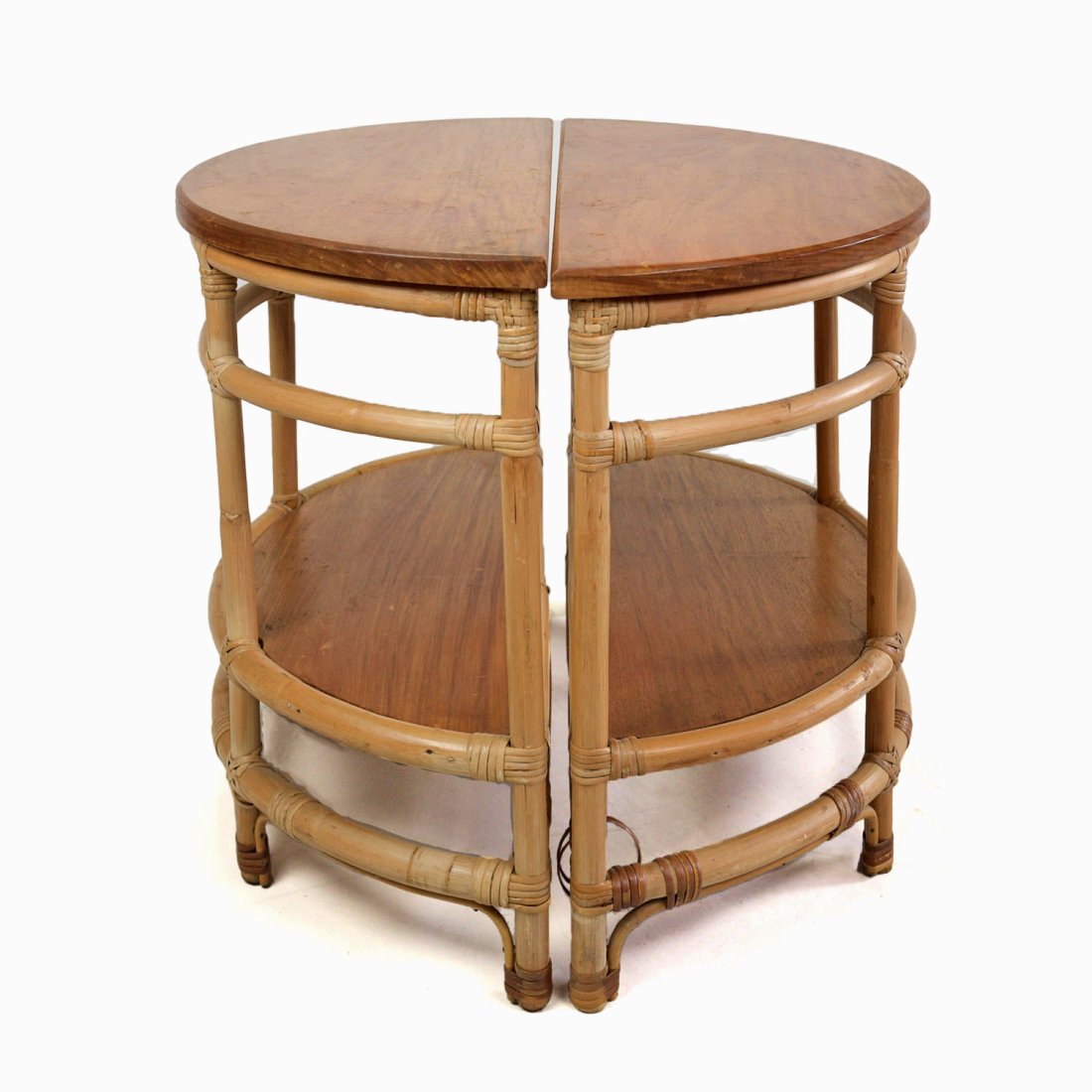 Art Deco Bamboo Rattan Half Side Tables (1 of 7)