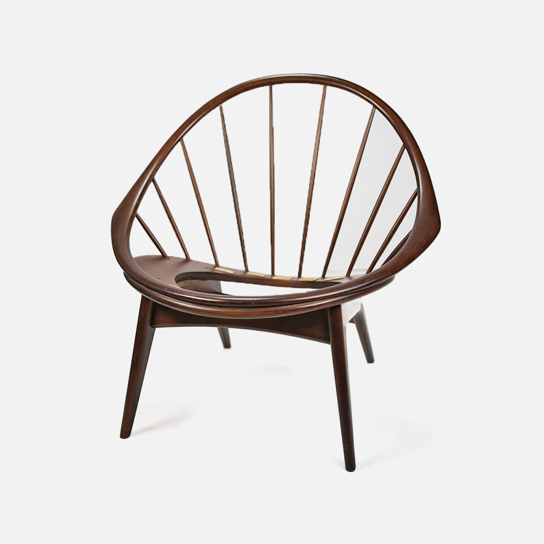 Ib Kofod Larsen for Selig Hoop Peacock Walnut Hoop Chair Denmark - No Cushion: Ib Kofod Larsen for Selig Hoop Peacock Walnut Hoop Chair Denmark - No Cushion.