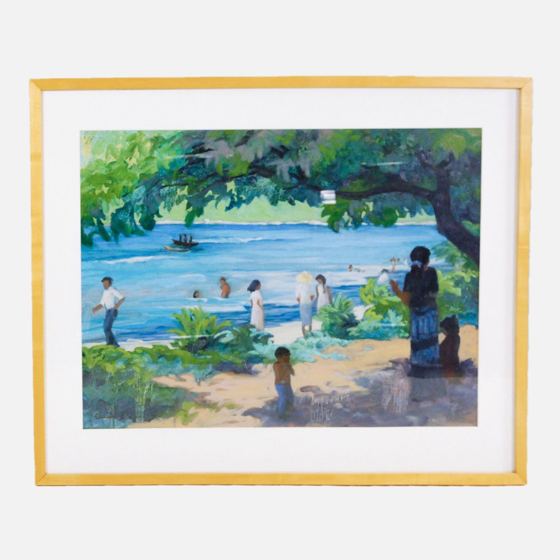 20thC Impressionist Acrylic on Board Native South Seas Beach Seascape (1 of 4)