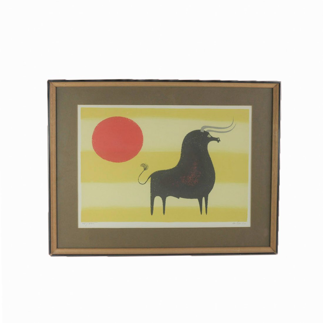 Keith Llewellyn De Carlo Bull on Yellow MCM Framed Lithograph by 25 x 19 (1 of 7)