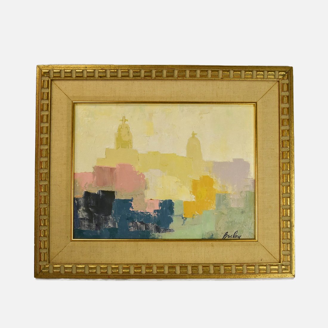 Oil on Board Abstract Cityscape Signed by Artist (1 of 4)