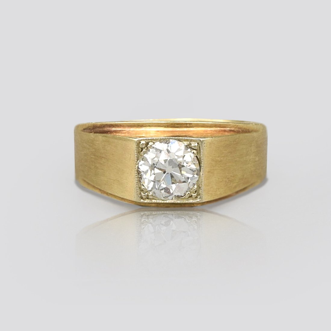 Fine Vintage 14K Yellow Gold 1ct Diamond Modernist Ring (1 of 9)