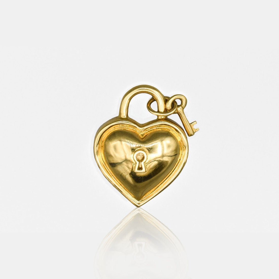 18K Yellow Gold Tiffany & Co Heart Padlock with Key Pendant (1 of 11)
