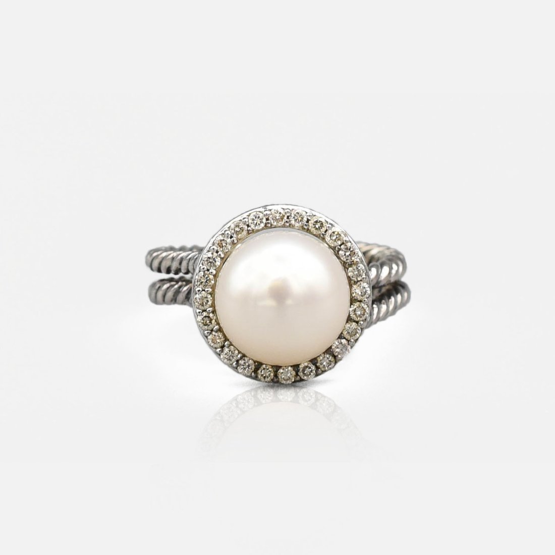 David Yurman Sterling Silver, Pearl and Diamond Ring (1 of 12)