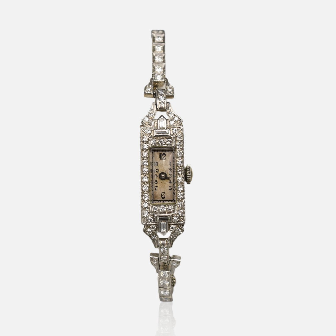 Fine Art Deco Platinum and Diamond Ladies Bracelet Dress Watch (1 of 13)