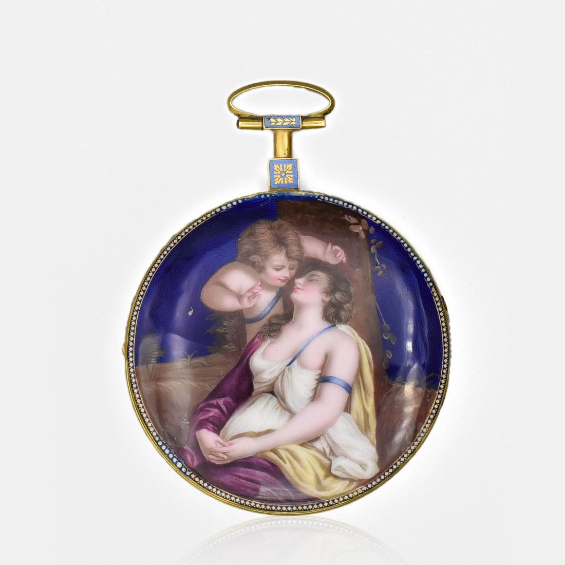 Antique Painted Enamel 18K Gold Pocket Watch (1 of 14)