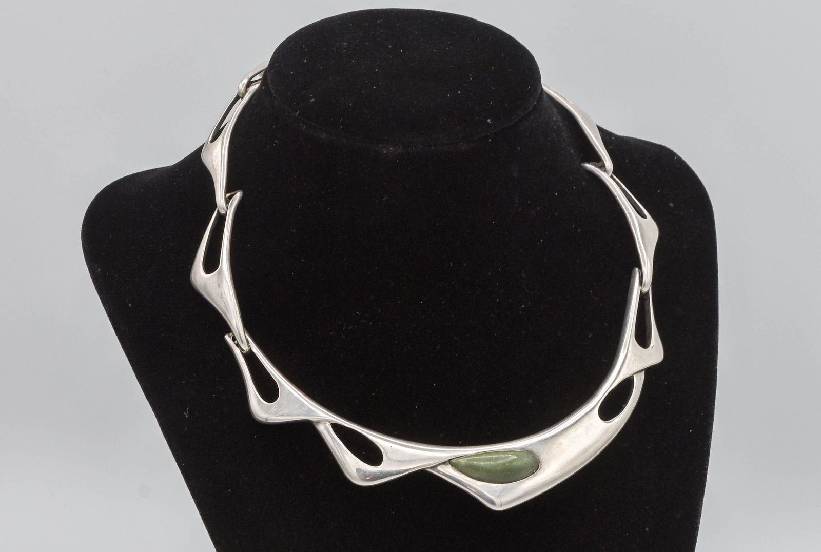 Erika Hult de Corral Modernist Sterling Mexican Silver Jasper Choker Necklace (1 of 7)