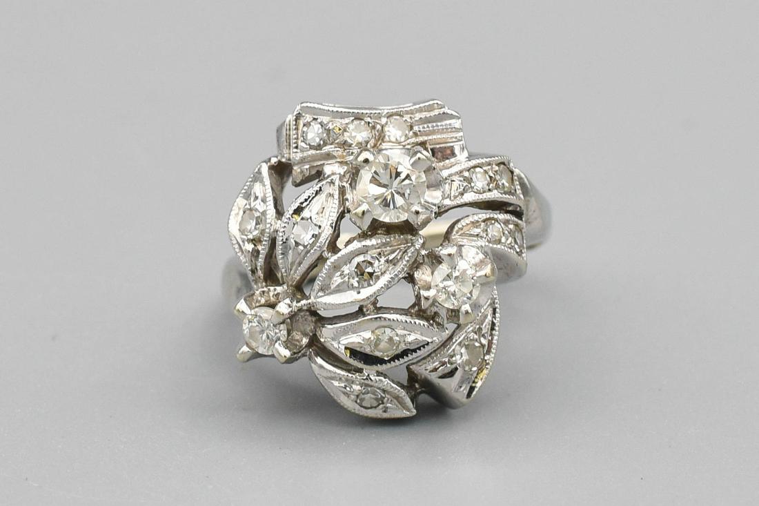 14k Gold Modern and Single Cut Diamonds Cluster Ring (1 of 8)