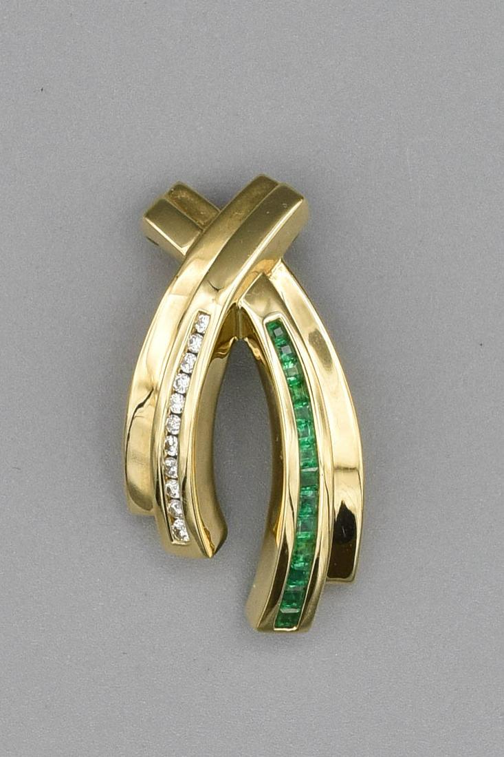 14k Gold Diamond Emerald Slide Pendant (1 of 9)