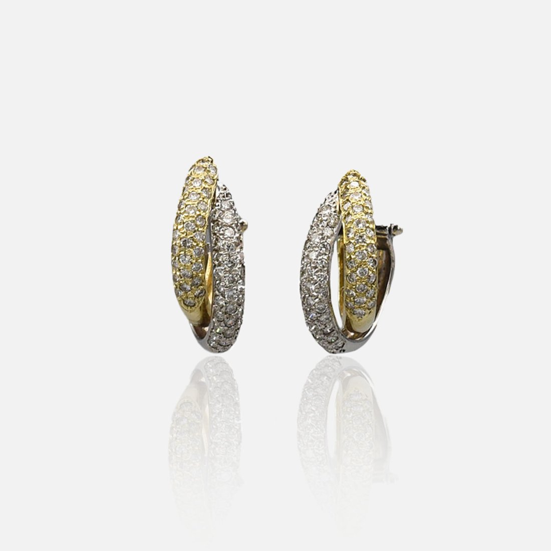 14k White 14k Yellow Gold Diamond Hoop Earrings (1 of 10)