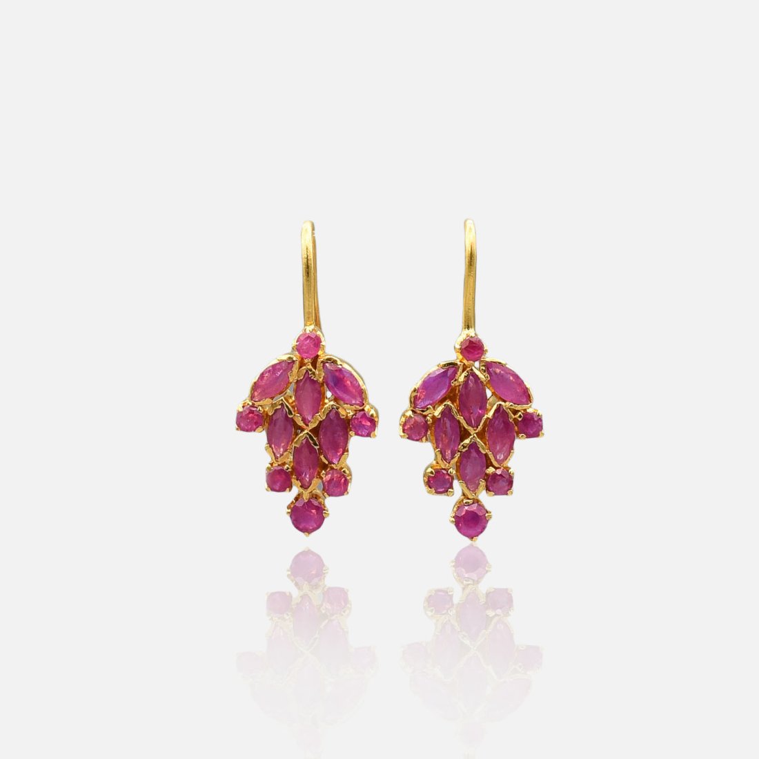 22K Yellow Gold Ruby Gemstone Earrings (1 of 4)