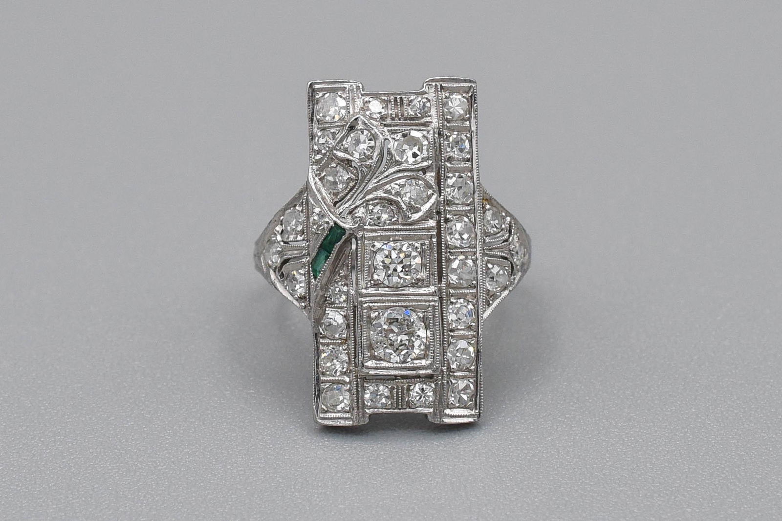 Fine Antique Edwardian Platinum Diamond Pave Ladies Ring (1 of 7)