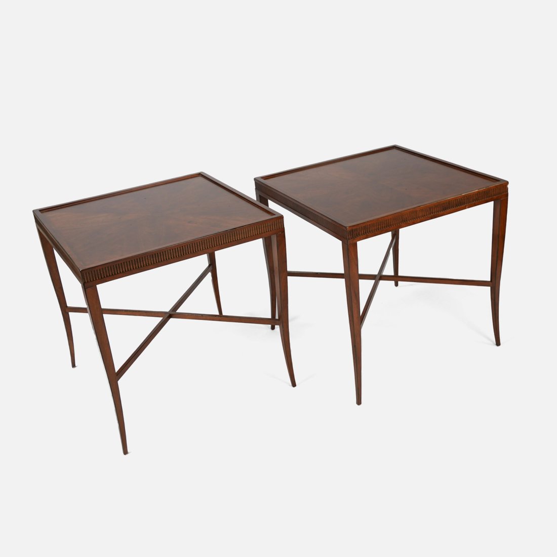 Pair 20th C  Harden Reeded Side Tables X Stretchers (1 of 12)