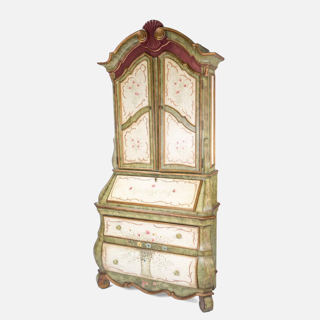 Huffman Koos Venetian Style Painted Secretary Desk Bookcase (1 of 12)
