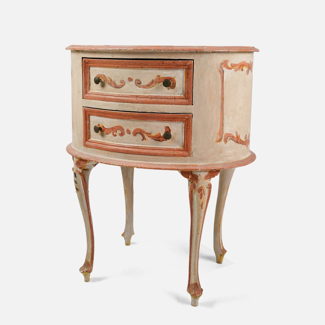 Vintage Italian Painted Two Drawer Oval Side Stand (1 of 9)
