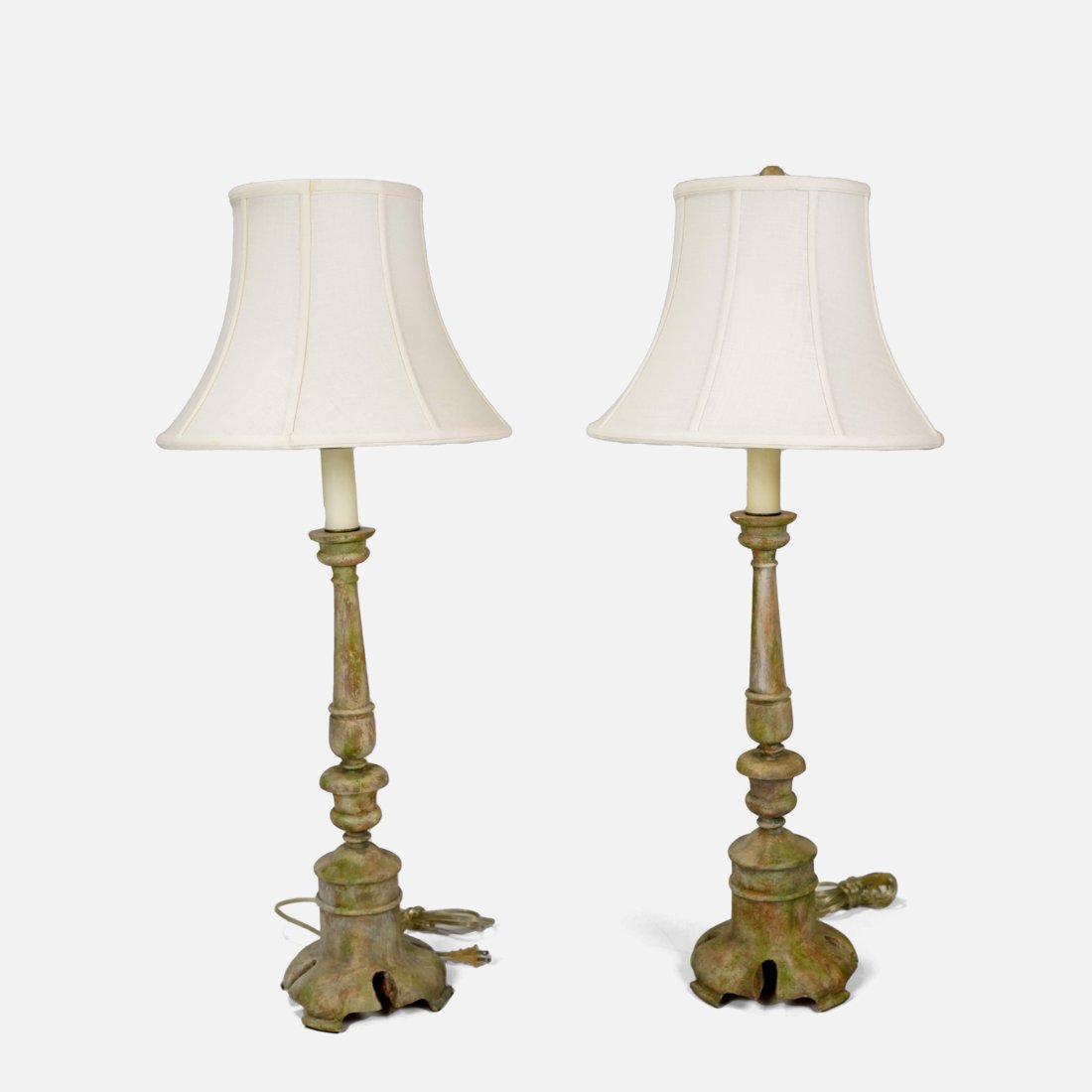 Tall Vintage Wood Pricket Stick Style Table Lamps (1 of 6)