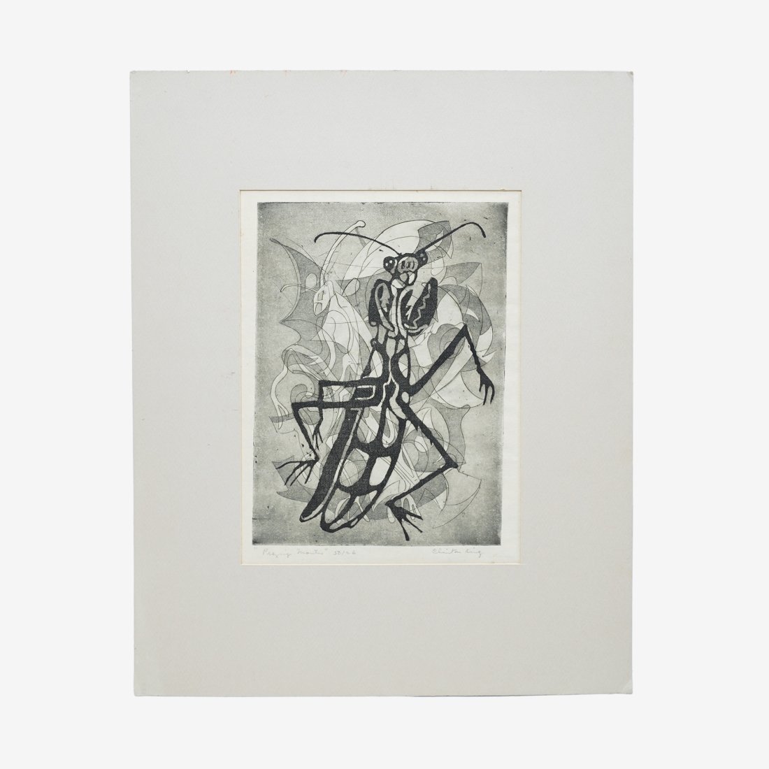 Vintage Clinton Blair King Framed "Praying Mantis" Insect Print Pencil Signed & Numbered (1 of 6)