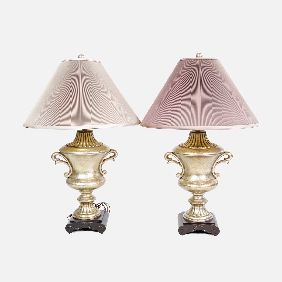 PAIR SILVER GILT METAL TABLE LAMPS Classic Urn Form (1 of 8)