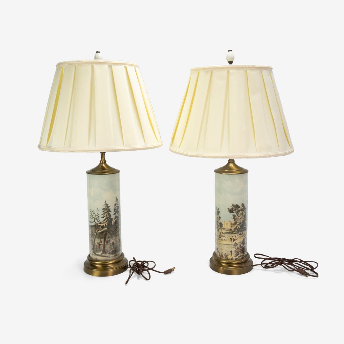 Pair Vintage Reverse Glass Decoupage Table Lamps (1 of 9)