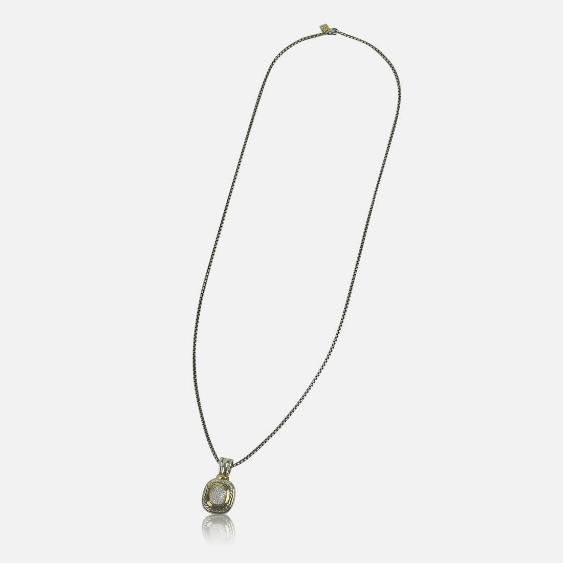David Yurman 18K Yellow gold & Sterling Silver Diamond Albion Pendant On 32" Cable Chain Necklace (1 of 7)