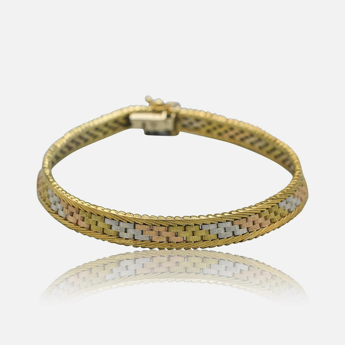 Fine Italian Tricolor 14K Gold Mesh Bracelet (1 of 6)