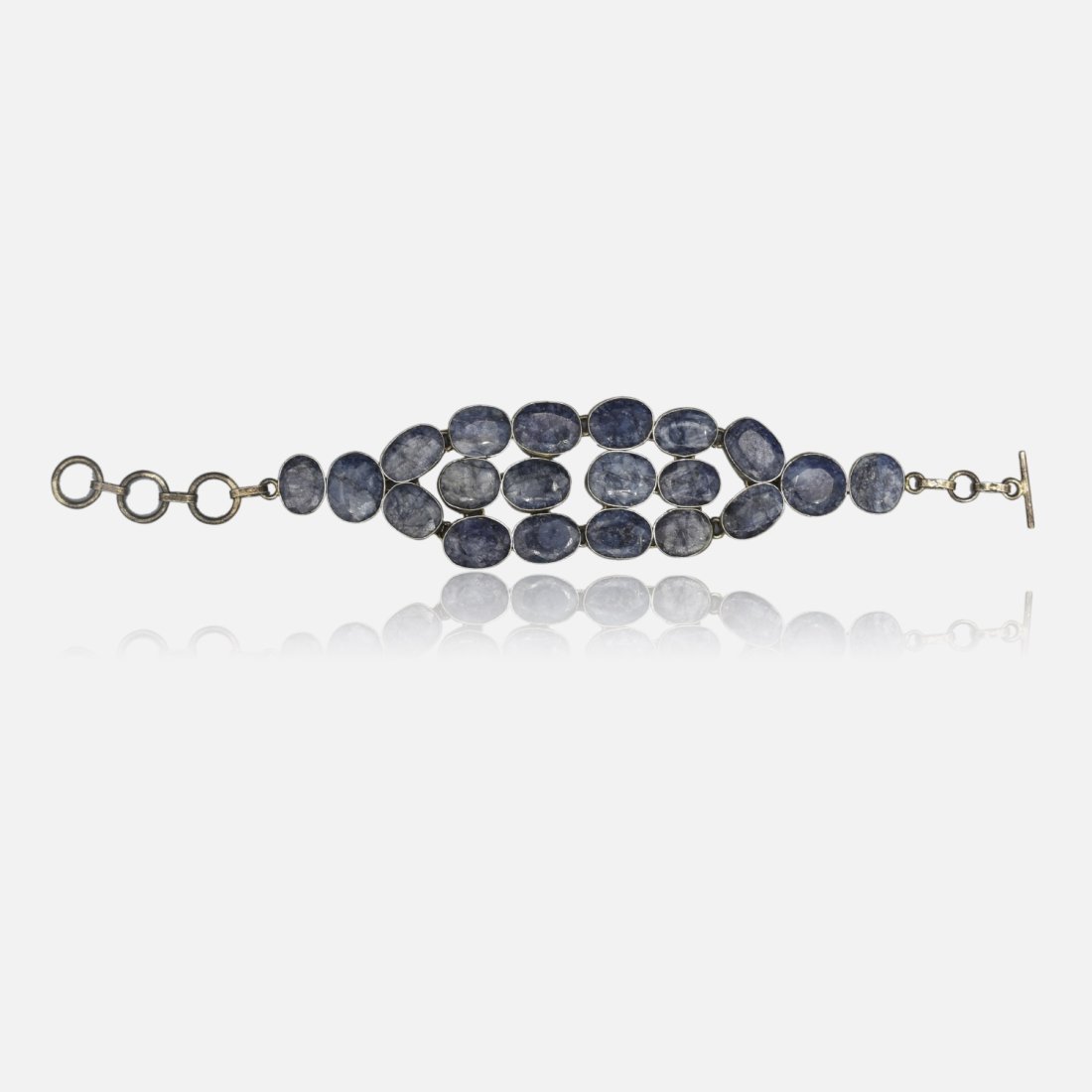 Sterling Silver & Indian Blue Sapphire Gemstone Adjustable Bracelet (1 of 9)