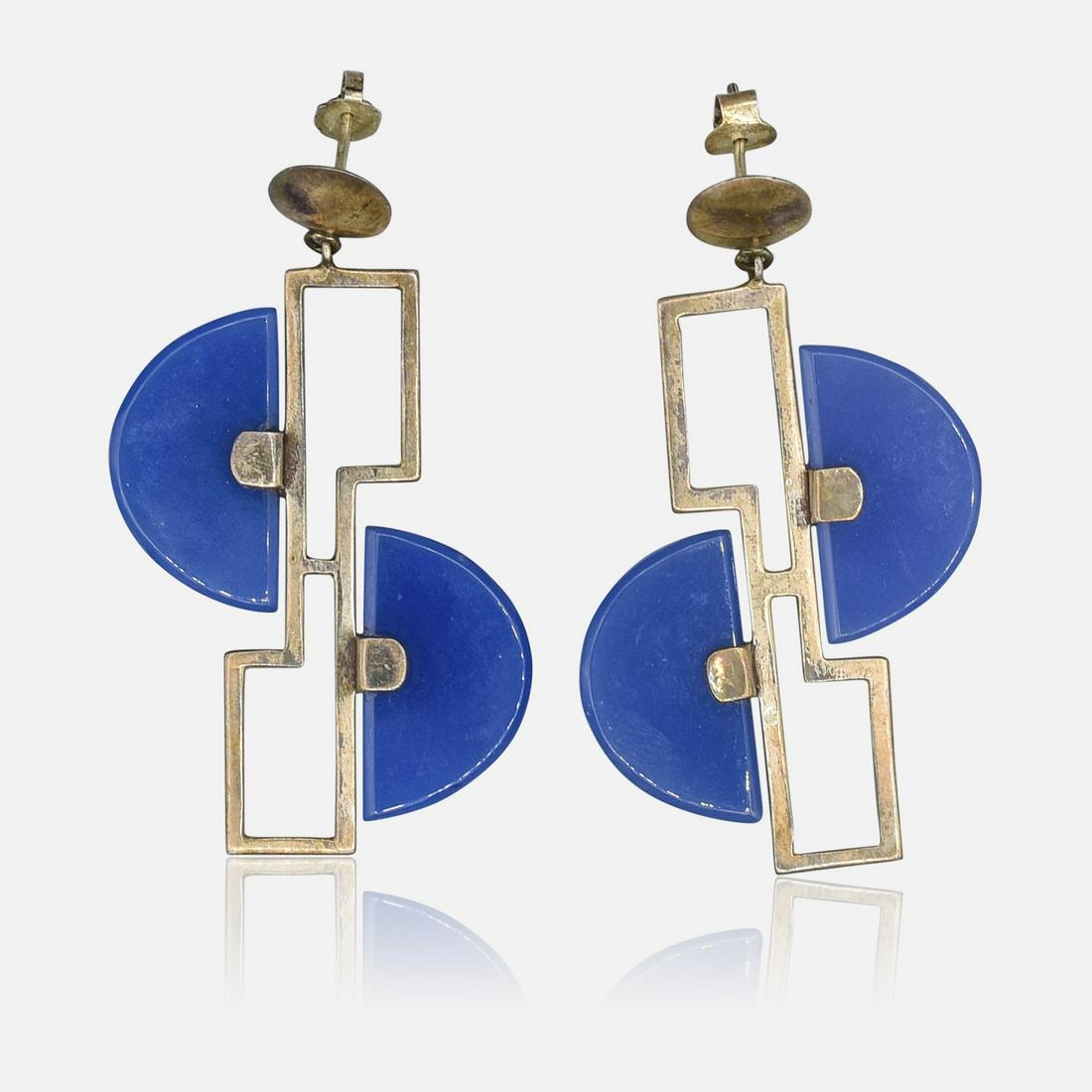 Art Deco Sterling Silver Lavender Gemstone Dangle Earrings (1 of 2)