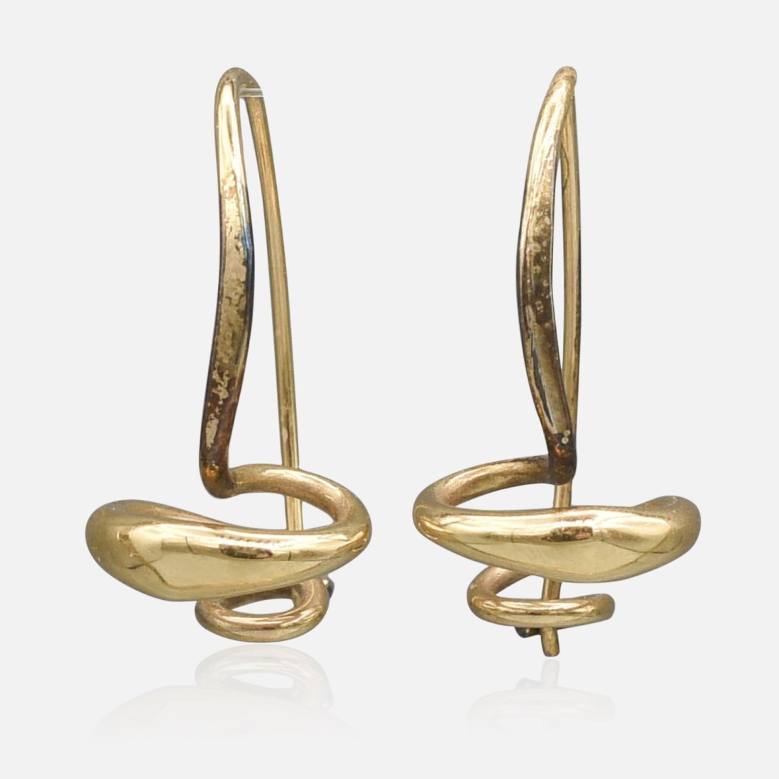 Ed Levin Modernist 14k Yellow Gold & Sterling Dangle Earrings (1 of 7)