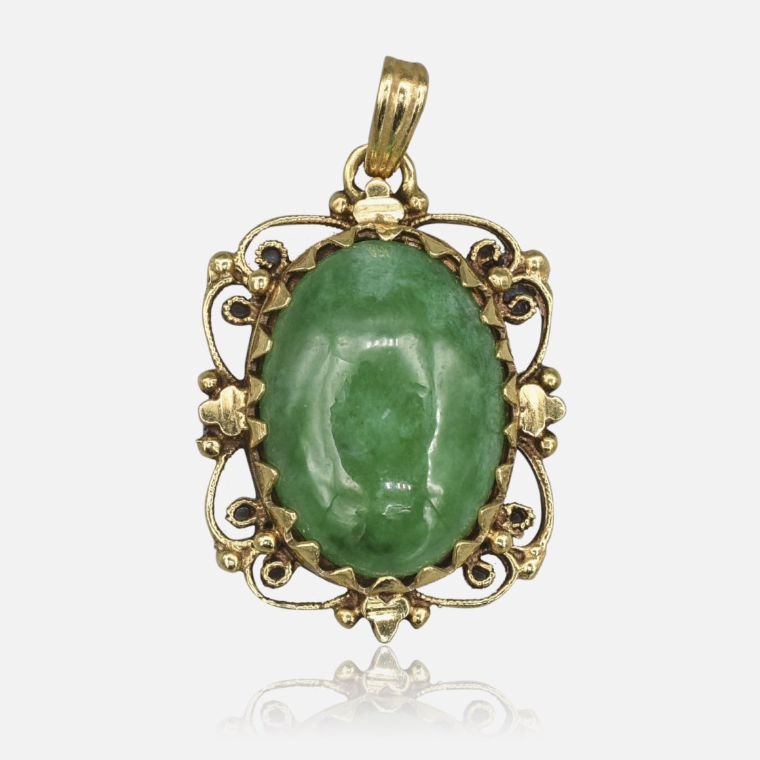 Fine Asian 14K Yellow Gold Green Apple Jade Pendant (1 of 4)