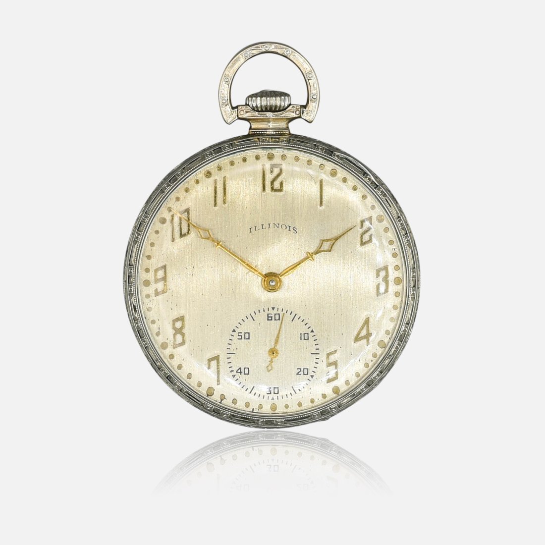 Illinois Marquis Autocrat 14K White GF Slim Art Deco Pocket Watch (1 of 8)