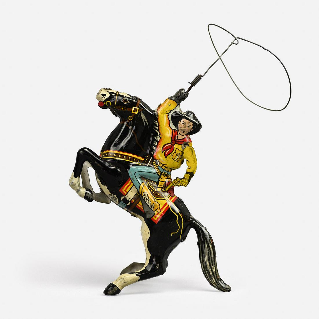Marx Tin Litho Windup Cowboy Lasso Riding Black Stallion (1 of 11)