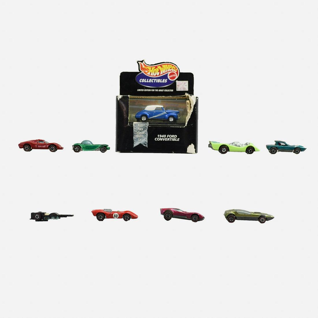 Seven 1960s Redline Hot Wheels & One Hot Wheels Collectibles 1940s Ford Convertible w/Box (1 of 20)