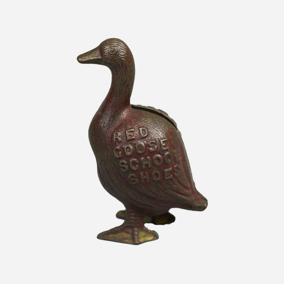 Antique Cast Iron RED GOOSE SCHOOL SHOES Advertising Still Bank Great Patina (1 of 10)