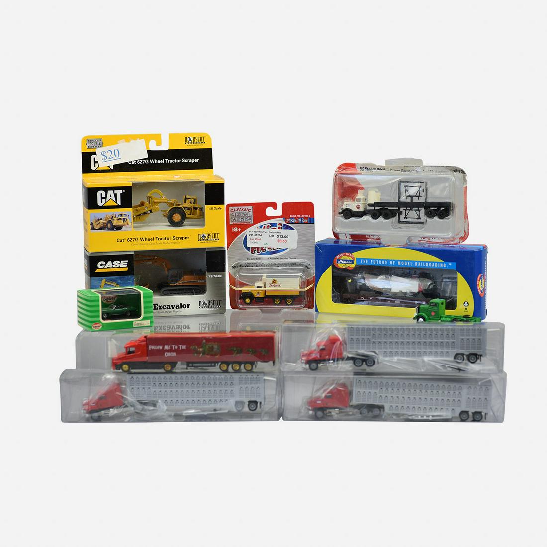 Nine HO Scale Model Trucks and Work Vehicles (1 of 15)