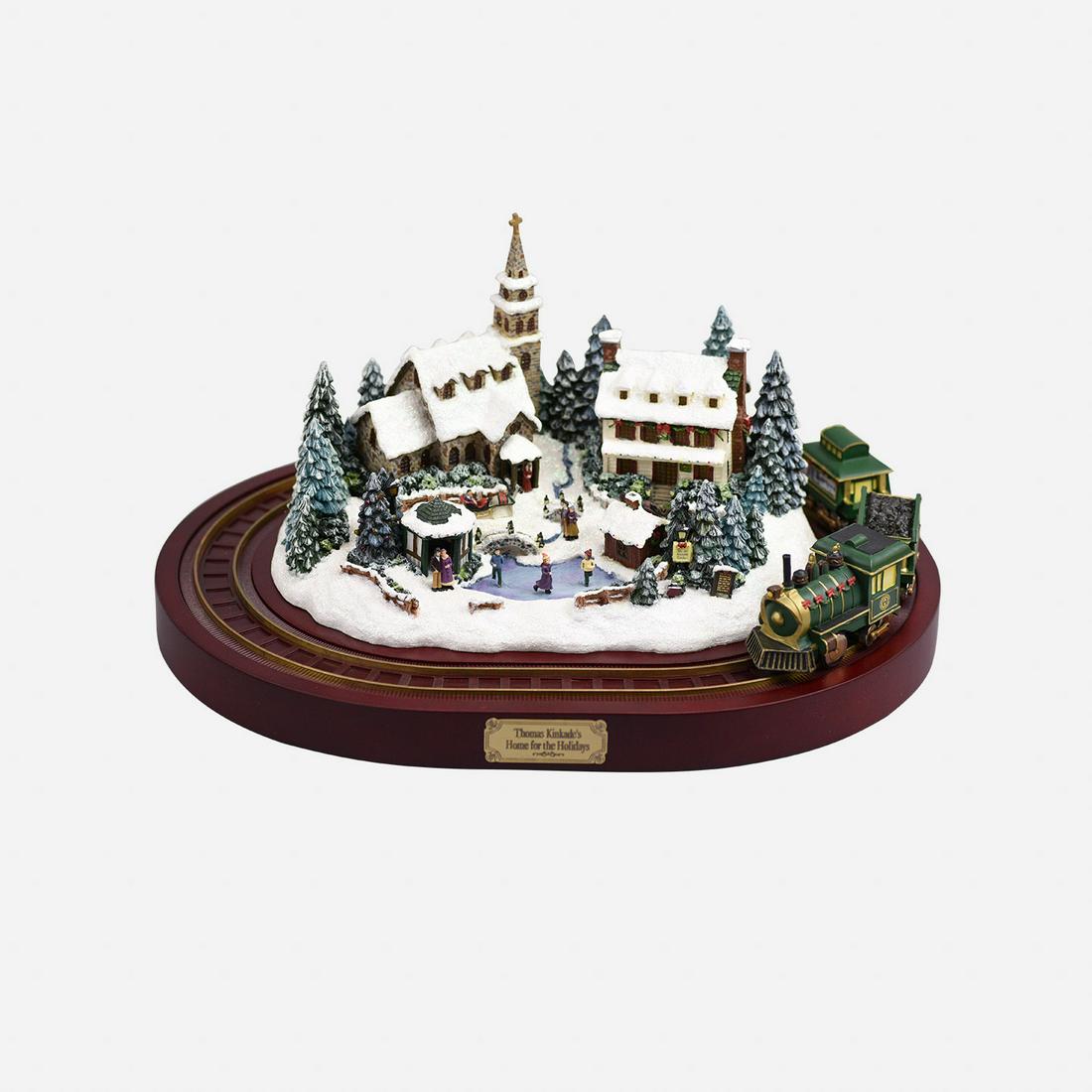 Hawthorne Vilage "Home for the Holidays" Thomas Kinkade Village Christmas Train Sculpture No. A1252 (1 of 19)