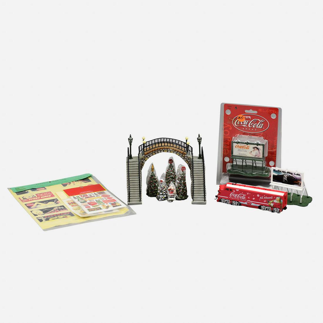 Box of Vintage Coca-Cola & Hawthorne Village HO Train Items (1 of 20)
