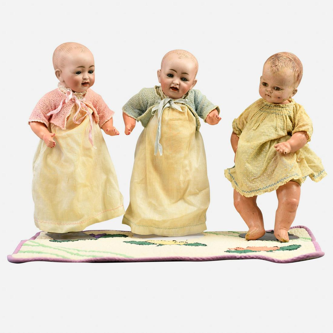 Antique Hertal Schwab 151/4 Bisque Head 11" Baby Doll PAIR (1 of 20)