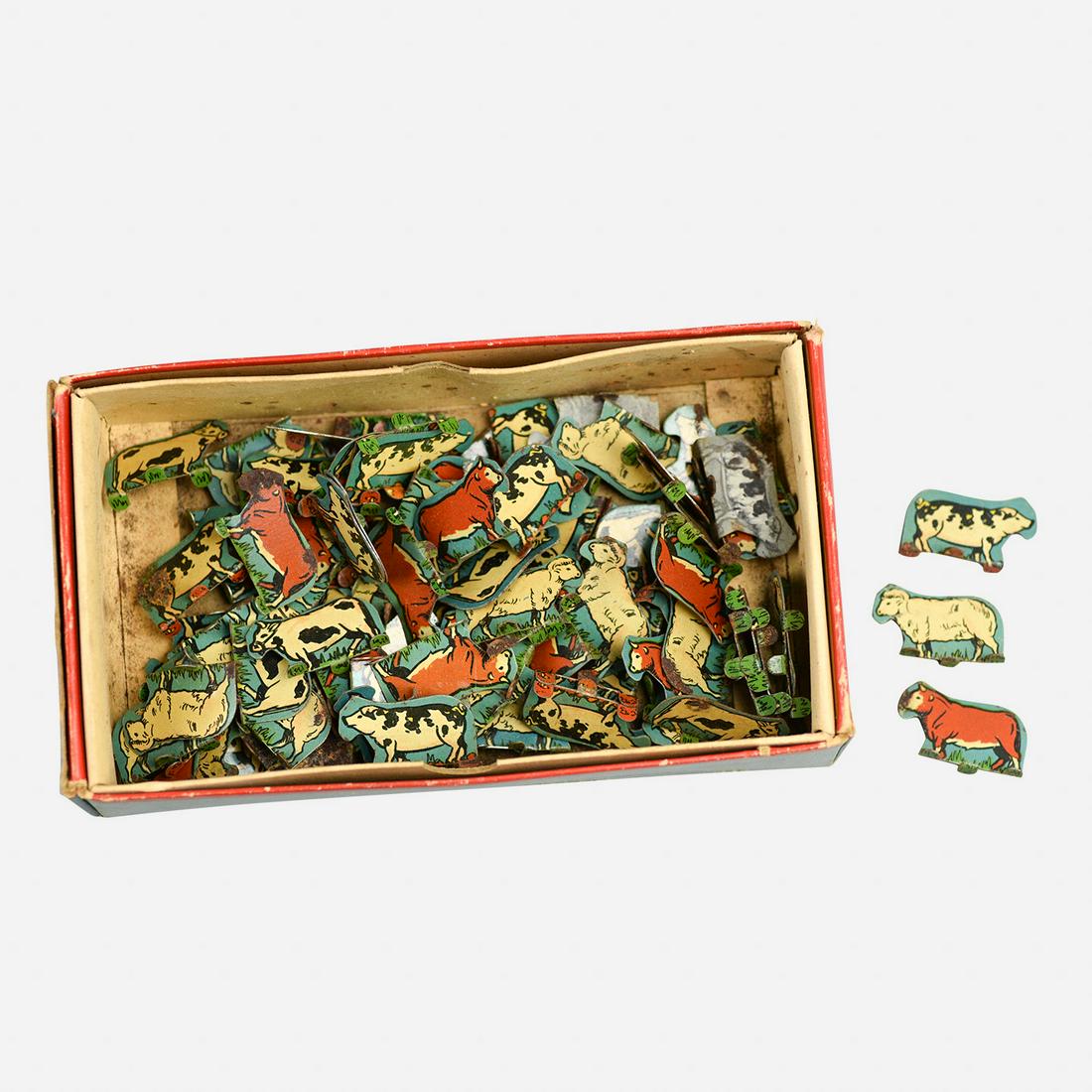 Around Ninety Small Tin Stand-Up Farm Animals (1 of 10)